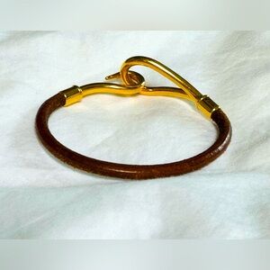 Hermes Jumbo Hook Bracelet with leather band. Stamped at hook. ADORABLE!!